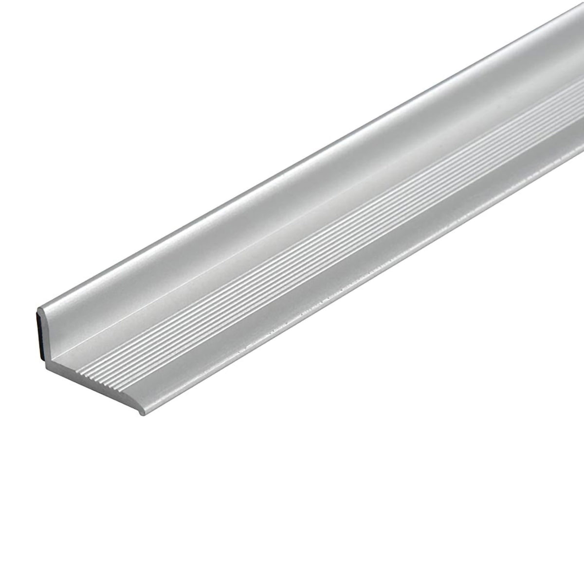 Afsluitprofiel met zelfklevende achterkant en licht geribbeld oppervlak zilver mat geanodiseerd #A0002858