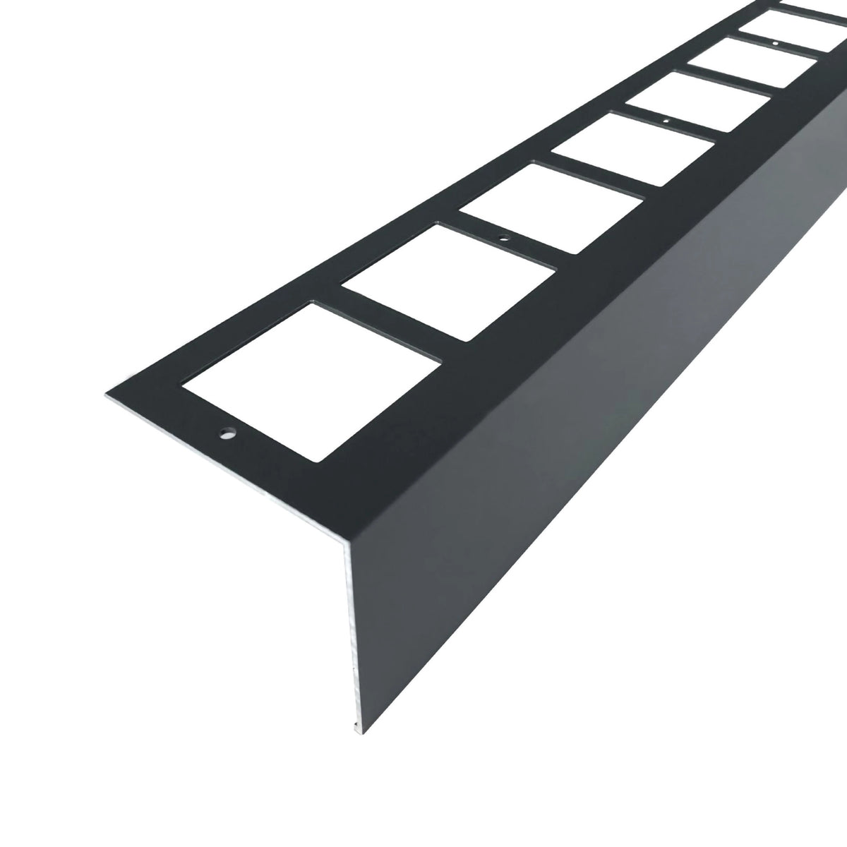 Balcony profile L-shape aluminium anthracite powder-coated with holes in the leg