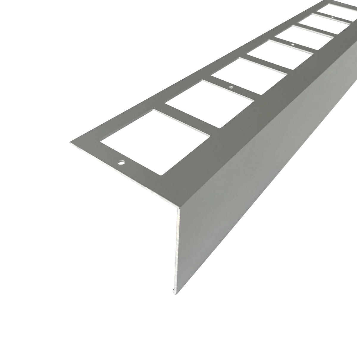 Balcony profile L-shape aluminium silver matt with perforated leg and holes