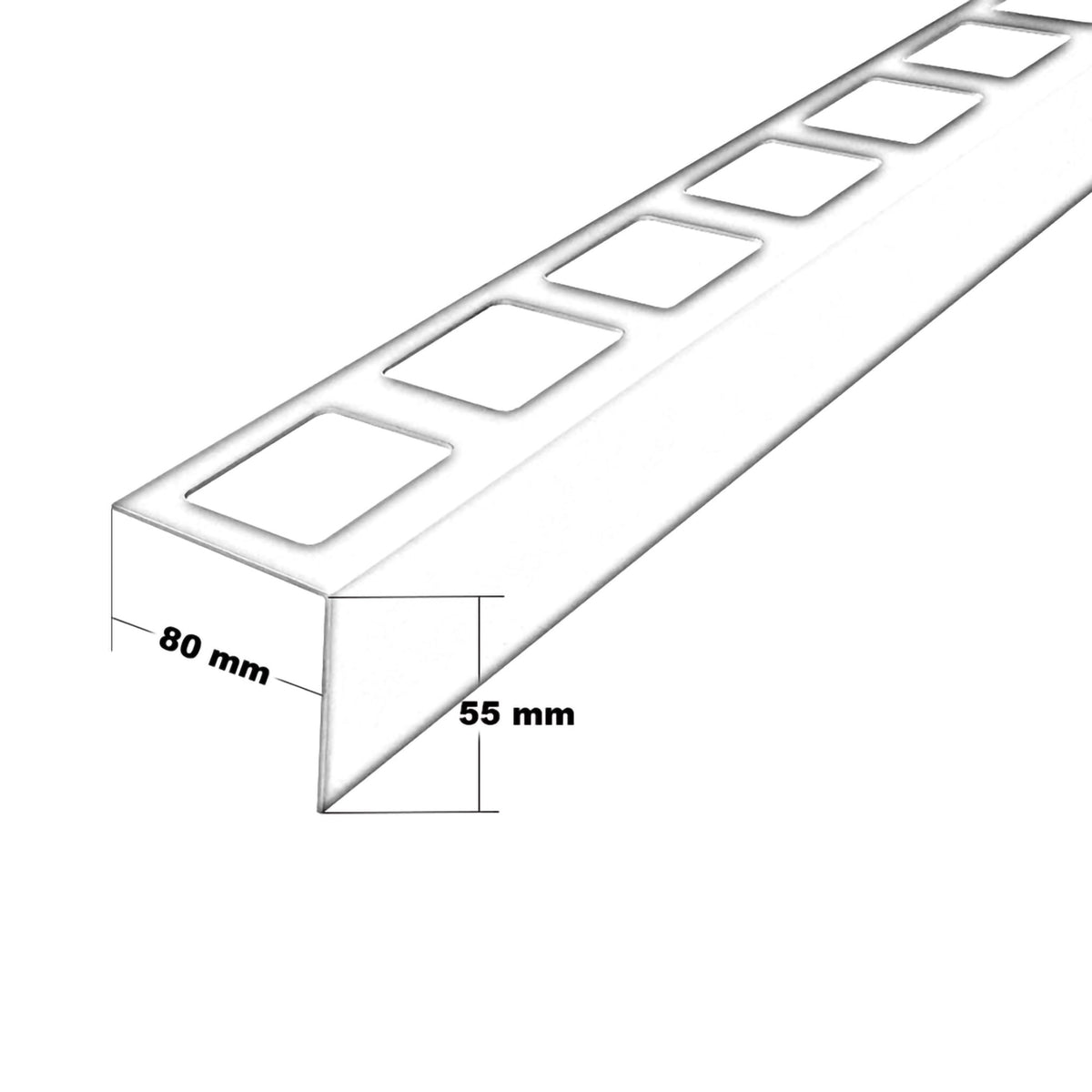 Balcony profile L-shape in 55mm height dimensioned drawing #A0001263
#A0004278
#A0004279