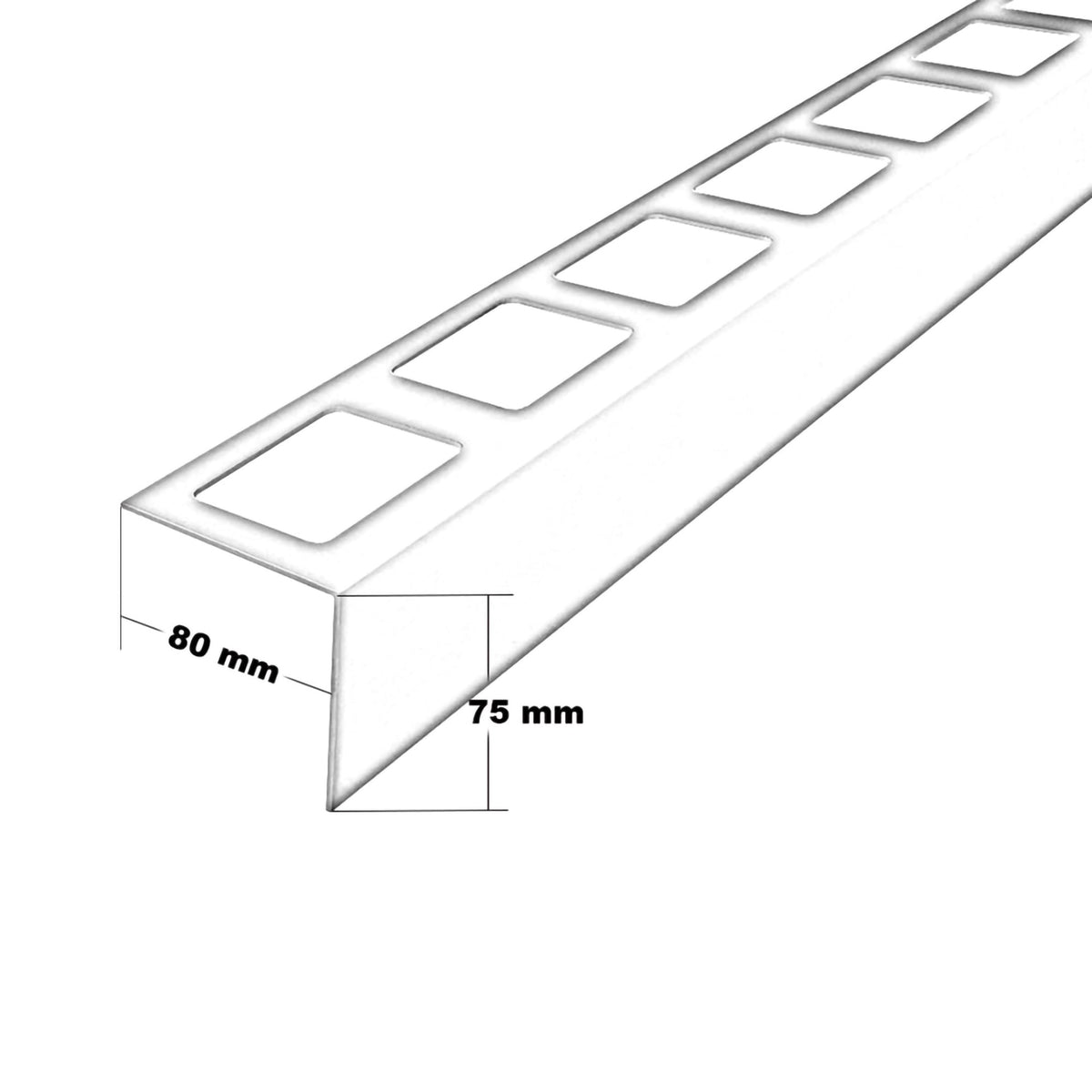 Balcony profile L-shape in 75mm height dimensioned drawing #A0001268
#A0004280
#A0004281