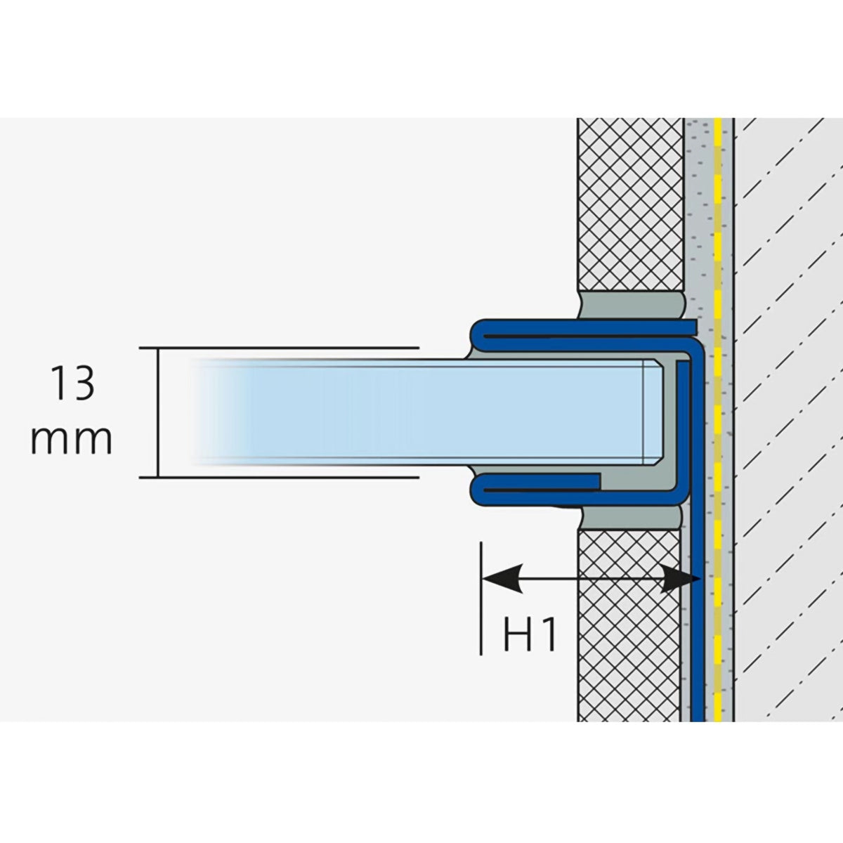 Drawing U-profile for glass holder