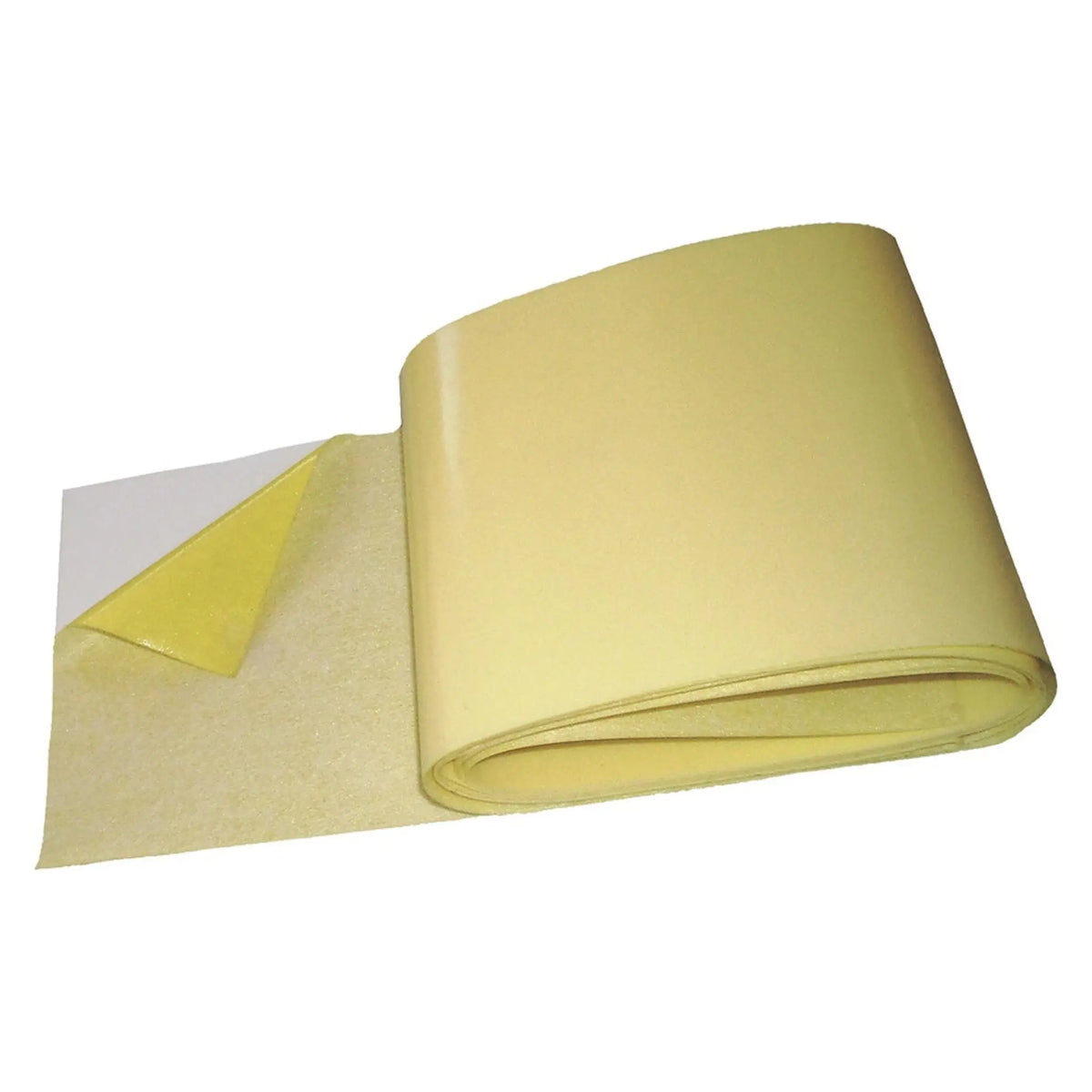 Self-adhesive sealing tape yellow, partially unrolled