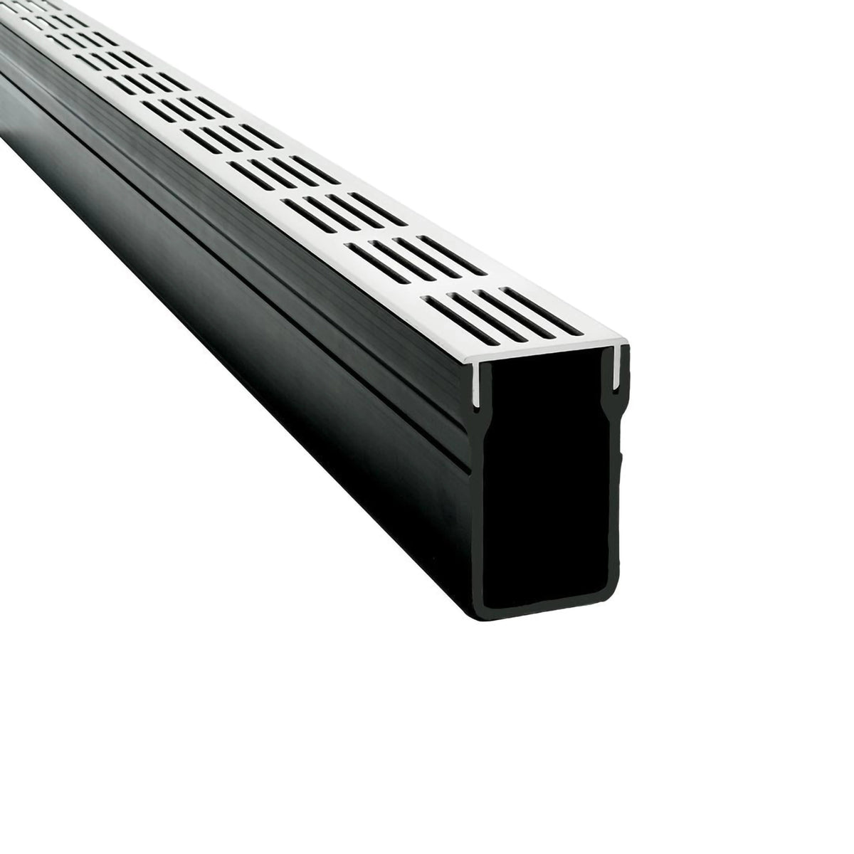 Drainage channel UD Pro 65 silver with channel body made of black rigid PVC #A0003395
#A0003399