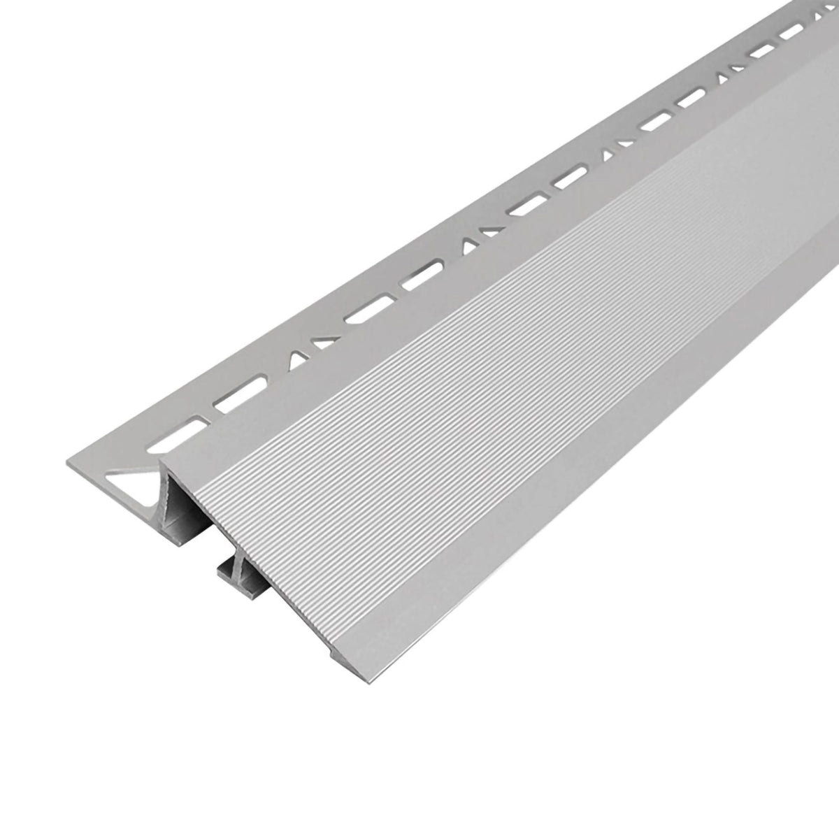 Height adjustment profile made of aluminium silver matt with wide, anti-slip surface