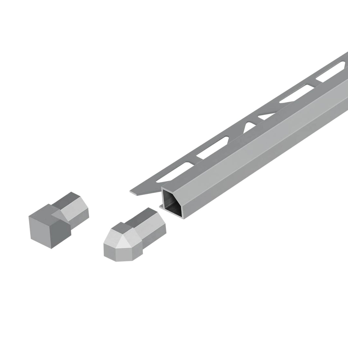Square profile 'Diamond' aluminium concrete grey with triangular-perforated leg and corner pieces
