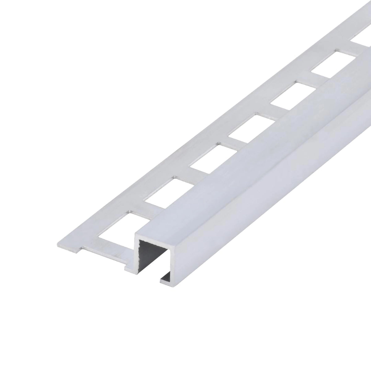 Square profile aluminium natural with square-perforated leg