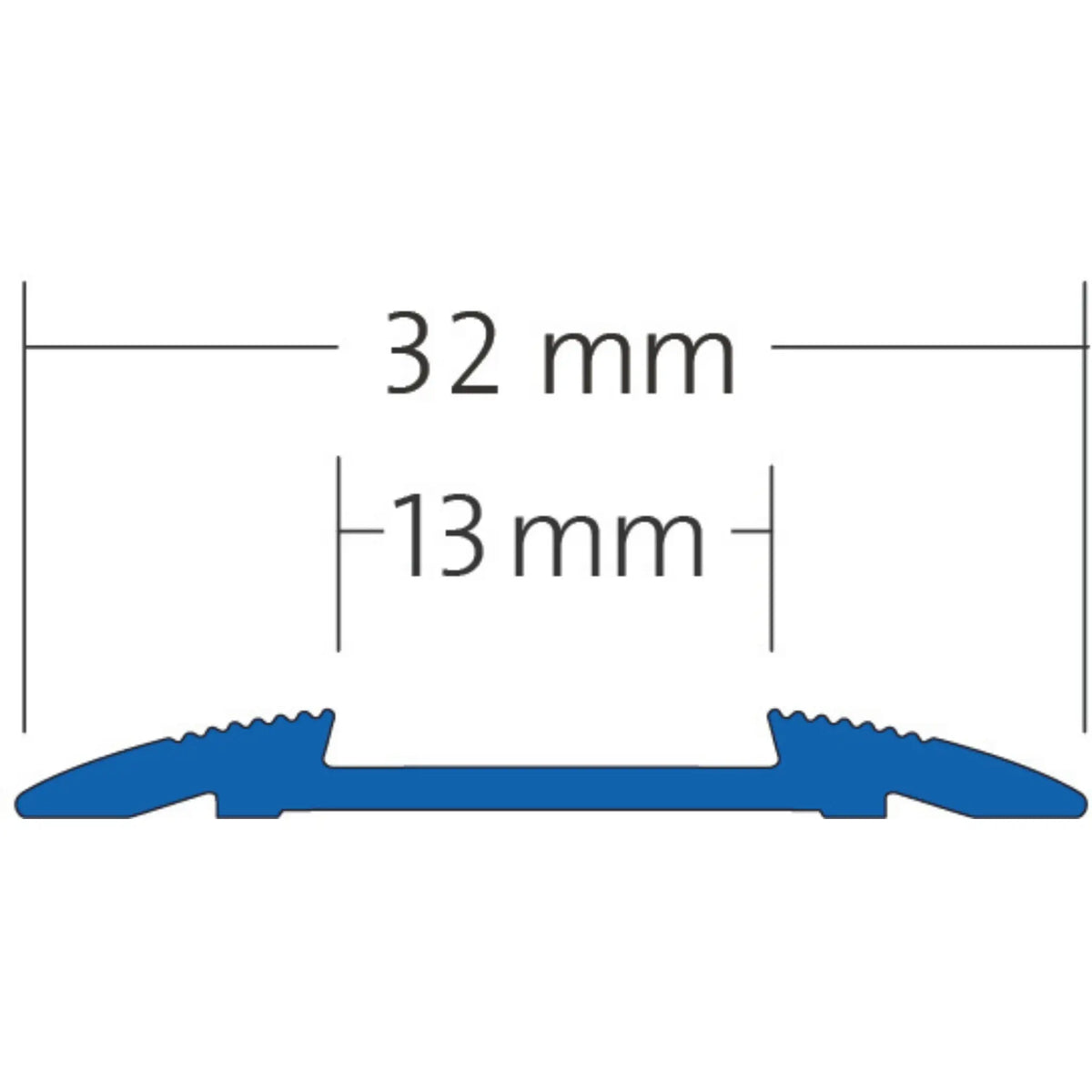 Dimensioned drawing of the stair profile for safety insert showing the width