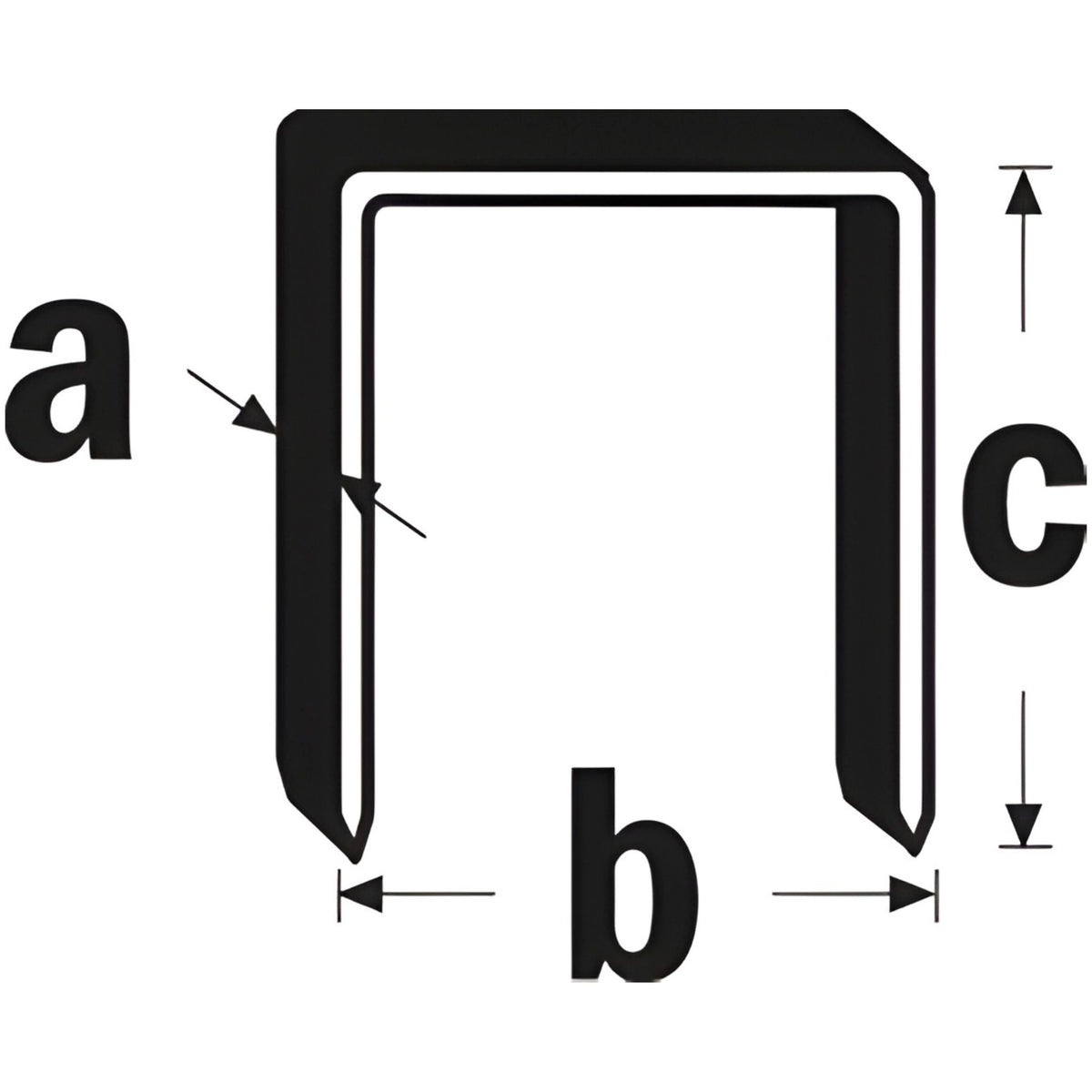 Techniche Zeichnung der Klammer mit Anbagben der Maße a, b, c