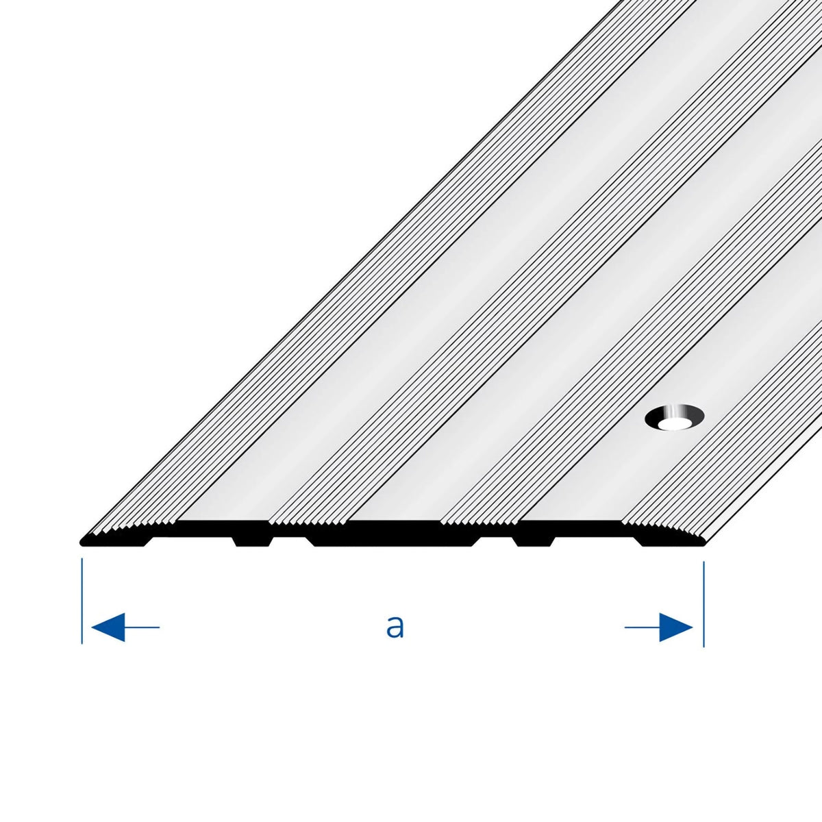 Zeichnung des Abdeckprofil Aluminium gebohrt in 100mm Breite mit mehrfach geriffelter Oberfläche
#A0002939
#A0002943