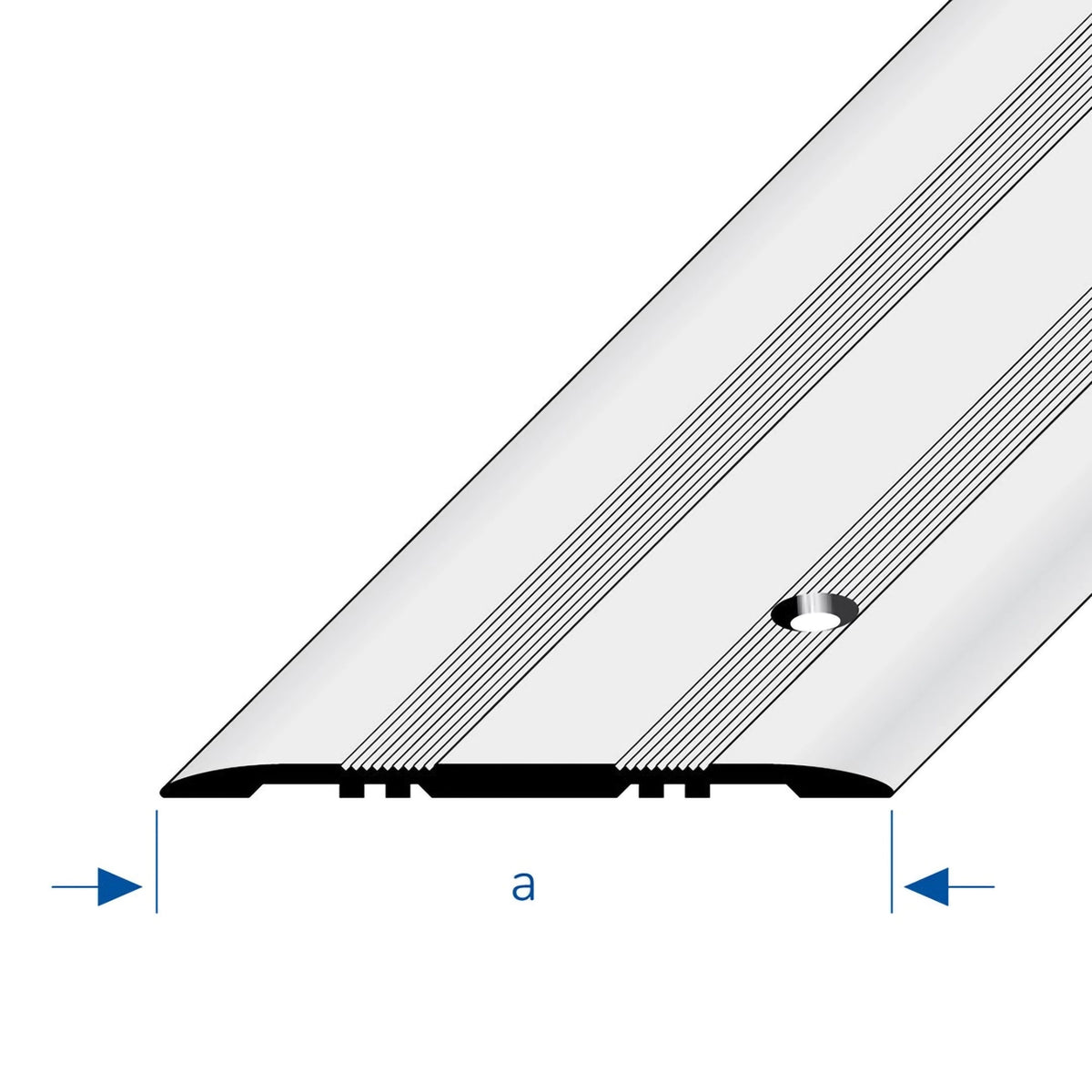 Zeichnung des Abdeckprofil Aluminium gebohrt in 80mm Breite mit zweifach geriffelter Oberfläche
#A0002938
#A0002942