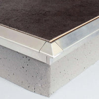 Lifestyle image external corner balcony angle profile drip edge silver with 18 mm cover strip #A0003308