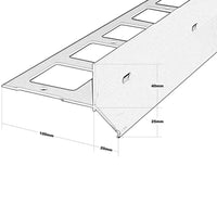 Dimensioned drawing of the balcony profile Y-shape for grit and gravel with drainage slots in 65mm total height #A0001294
#A0003434