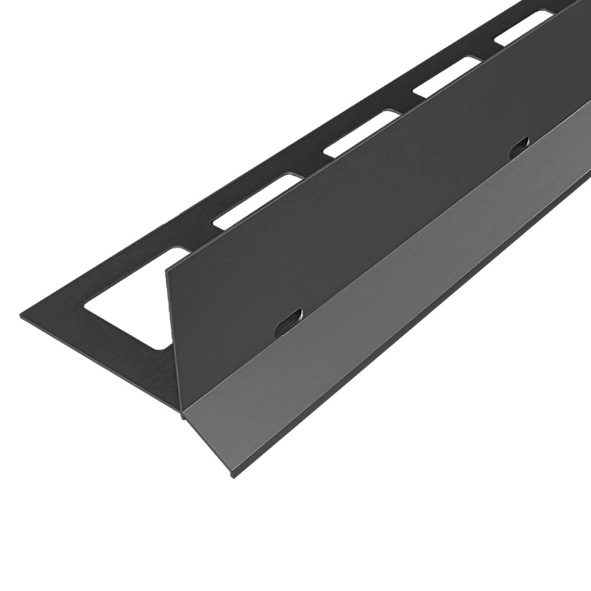 Balcony profile Y-shape for grit and gravel anthracite coated with drainage slots