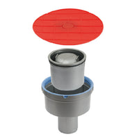Floor drain vertical with red protective cover and siphon
#A0002305