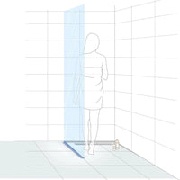 Illustration einer Frau in einer bodengleichen Dusche mit eingezeichnetem Gefällekeil zur Glasaufnahme für die linke Seite
#A0002772
#A0002774
#A0002776
#A0002905
