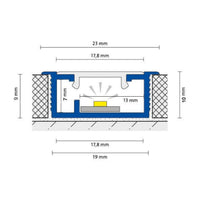 Bemaßte Zeichnung des LED Basisprofils 9mm