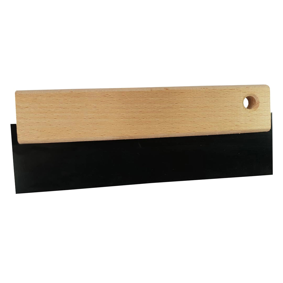 Grouting rubber with wooden handle and small hole for hanging