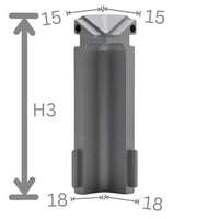 Bemaßte Innenecke Balkonwinkelprofil Tropfkante silber 60mm Blende #A0003311