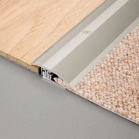 Lifestyle image multi transition profile aluminium silver with visible screws