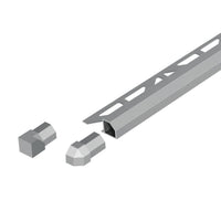 Square profile 'Diamond' aluminium concrete grey with triangular-perforated leg and corner pieces