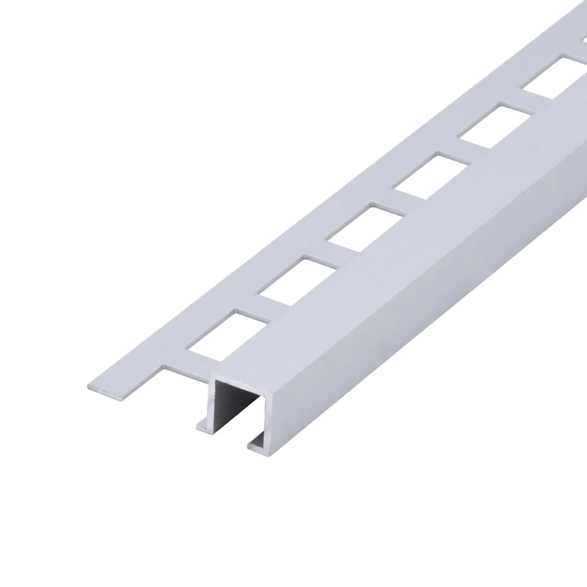 Square profile aluminium silver (matt) with square-perforated leg