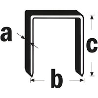 Techniche Zeichnung der Klammer mit Anbagben der Maße a, b, c