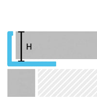 Angle profile cross-section drawing showing height H