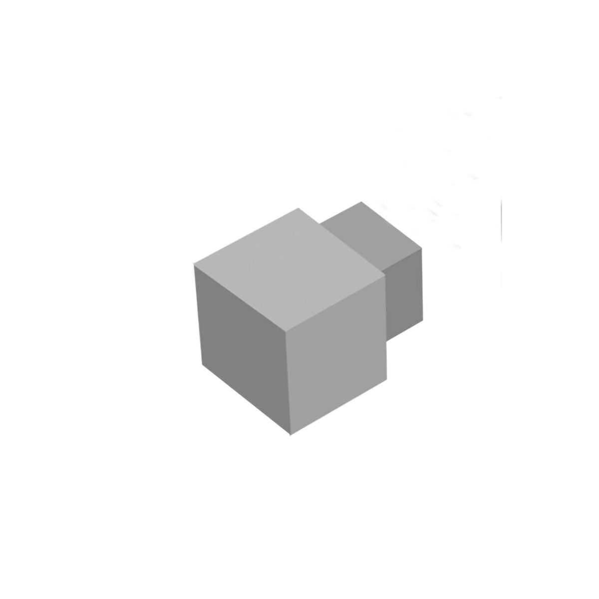 Square corner for aluminium profiles concrete grey